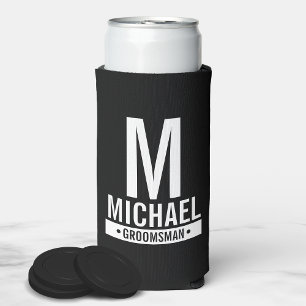 Personalised Groomsman's Monogram and Name Seltzer Can Cooler