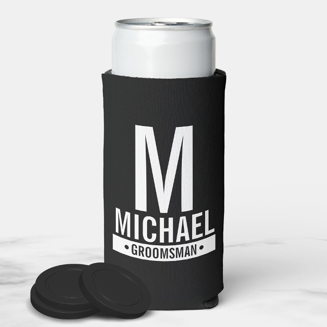 Personalised Groomsman's Monogram and Name Seltzer Can Cooler (Creator Uploaded)