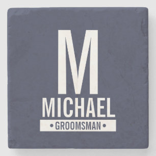 Personalised Groomsman's Monogram and Name Stone Coaster