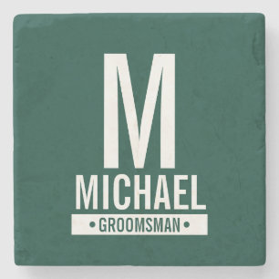 Personalised Groomsman's Monogram and Name Stone Coaster