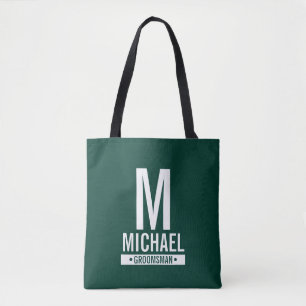 Personalised Groomsman's Monogram and Name Tote Bag