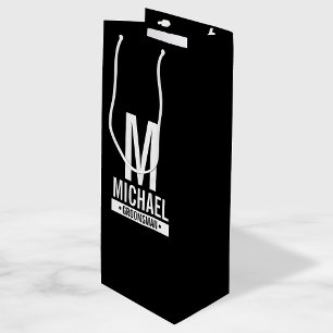 Personalised Groomsman's Monogram and Name Wine Gi Gift Bag