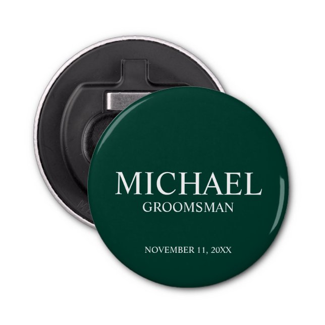 Personalised Groomsman's Name and Monogram Bottle Opener (Front)