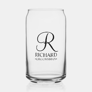 Personalised Groomsman's Name and Monogram Can Glass