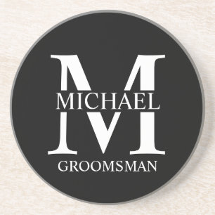 Personalised Groomsman's Name and Monogram Coaster