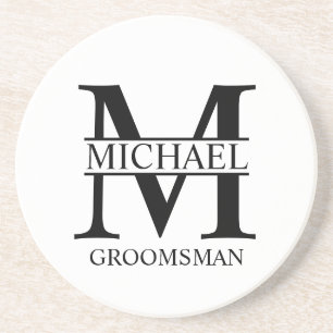 Personalised Groomsman's Name and Monogram Coaster