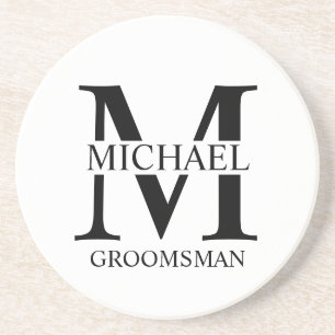 Personalised Groomsman's Name and Monogram Coaster