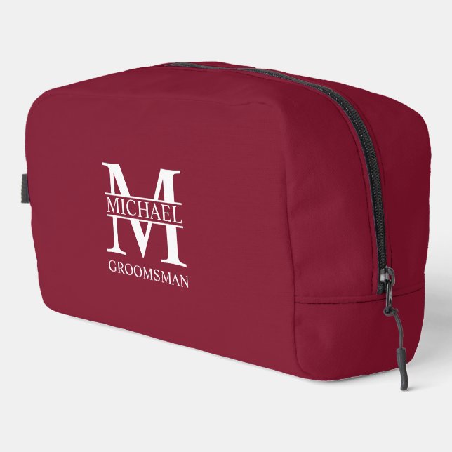 Personalised Groomsman's Name and Monogram Dopp Kit (Right Corner)