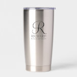 Personalised Groomsman's Name and Monogram Insulated Tumbler<br><div class="desc">Elegant Personalised Groomsman Gifts
featuring personalised monogram in black elegant script font style with groomsman's name and title in classic serif font style.

Also perfect for best man,  father of the bride,  bridesmaid,  maid of honour,  flower girl,  mother of the bride and more.</div>