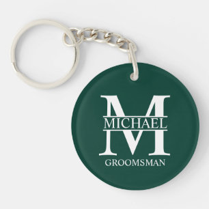 Personalised Groomsman's Name and Monogram Key Ring