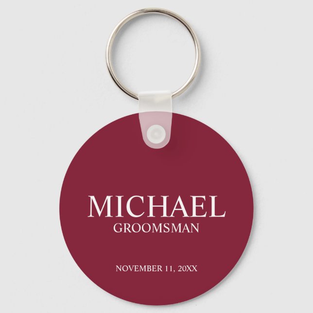 Personalised Groomsman's Name and Monogram Key Ring (Front)