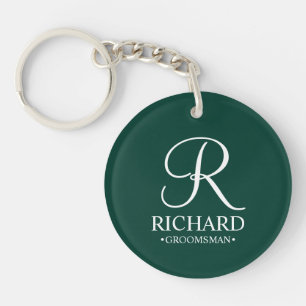 Personalised Groomsman's Name and Monogram Key Ring