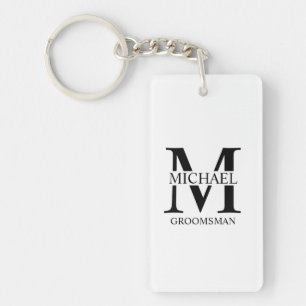Personalised Groomsman's Name and Monogram Key Ring