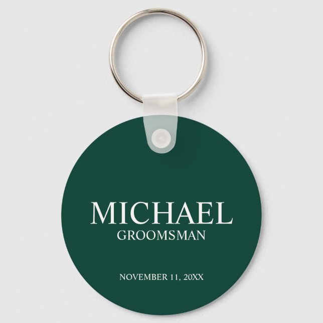 Personalised Groomsman's Name and Monogram Key Ring (Front)