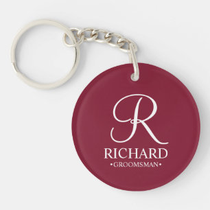Personalised Groomsman's Name and Monogram Key Ring