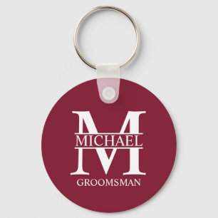 Personalised Groomsman's Name and Monogram Key Ring