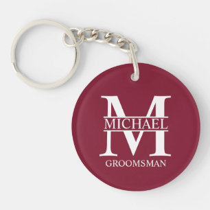 Personalised Groomsman's Name and Monogram Key Ring