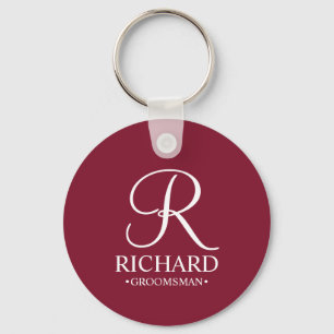 Personalised Groomsman's Name and Monogram Key Ring
