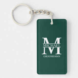 Personalised Groomsman's Name and Monogram Key Ring
