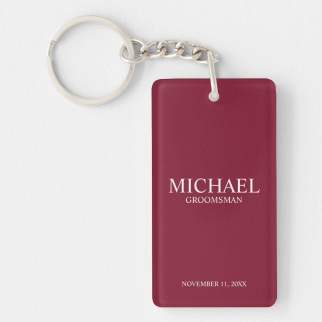 Personalised Groomsman's Name and Monogram Key Ring (Front)