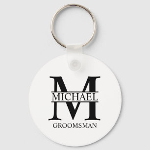Personalised Groomsman's Name and Monogram Key Ring