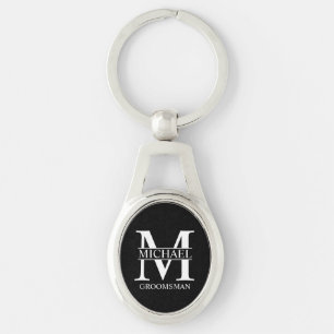 Personalised Groomsman's Name and Monogram Key Ring