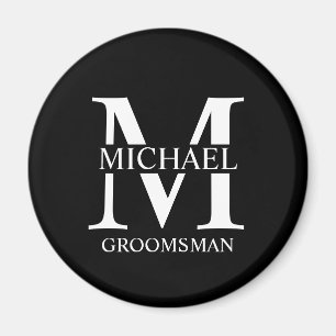 Personalised Groomsman's Name and Monogram Magnet