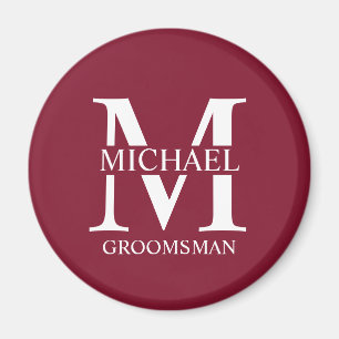 Personalised Groomsman's Name and Monogram Magnet