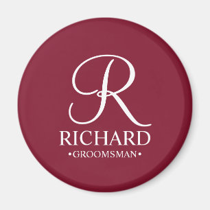 Personalised Groomsman's Name and Monogram Magnet