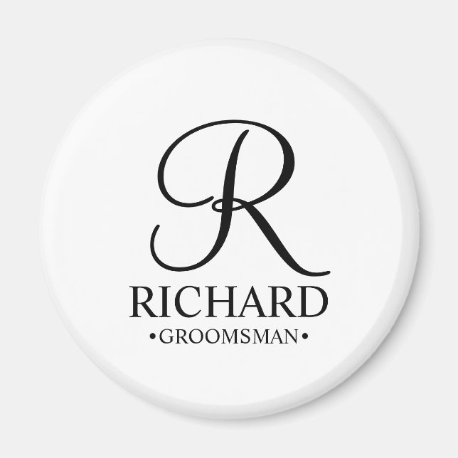 Personalised Groomsman's Name and Monogram Magnet (Front)