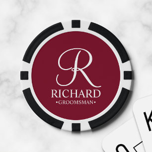 Personalised Groomsman's Name and Monogram Poker Chips
