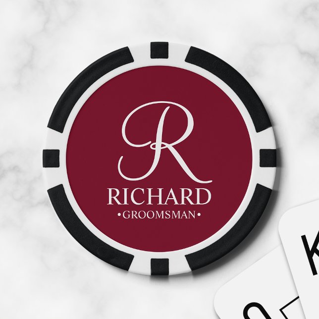 Personalised Groomsman's Name and Monogram Poker Chips (Creator Uploaded)