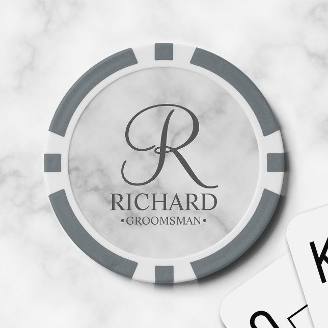 Personalised Groomsman's Name and Monogram Poker Chips (Creator Uploaded)