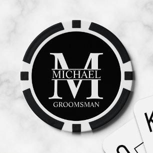 Personalised Groomsman's Name and Monogram Poker Chips