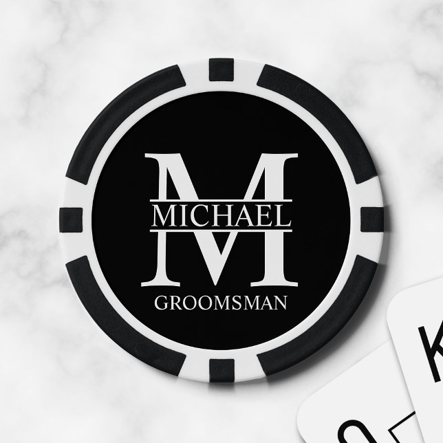 Personalised Groomsman's Name and Monogram Poker Chips (Creator Uploaded)