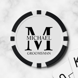 Personalised Groomsman's Name and Monogram Poker Chips