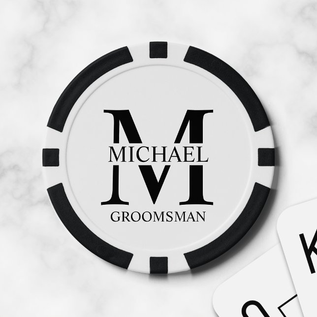 Personalised Groomsman's Name and Monogram Poker Chips (Creator Uploaded)