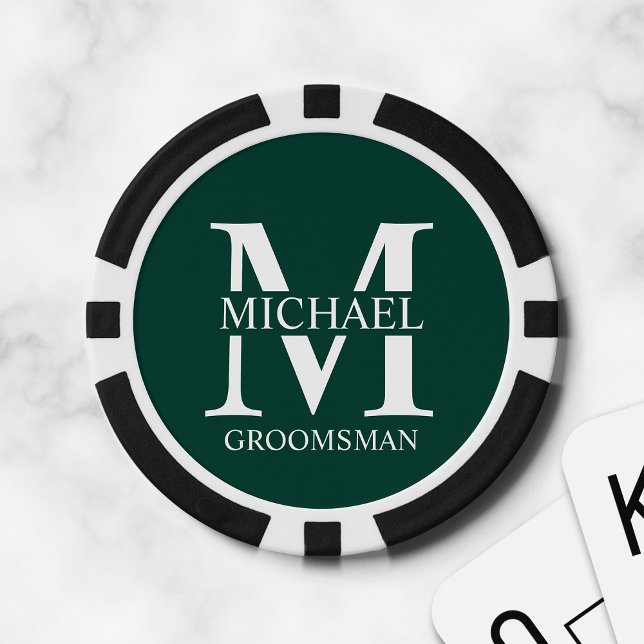 Personalised Groomsman's Name and Monogram Poker Chips (Creator Uploaded)