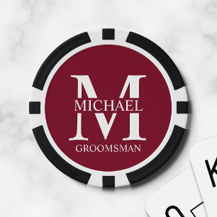 Personalised Groomsman's Name and Monogram Poker Chips
