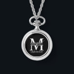 Personalised Groomsman's Name and Monogram Watch<br><div class="desc">Classic Personalised Groomsmen Gifts
featuring personalised groomsman's monogram,  name and title in white classic serif font style on black background.

Also perfect for best man,  father of the bride and more.</div>