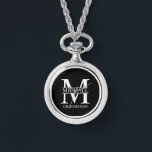 Personalised Groomsman's Name and Monogram Watch<br><div class="desc">Classic Personalised Groomsmen Gifts
featuring personalised groomsman's monogram,  name and title in white classic serif font style on black background.

Also perfect for best man,  father of the bride and more.</div>