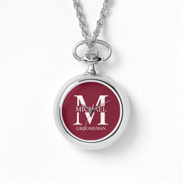 Personalised Groomsman's Name and Monogram Watch (Front)