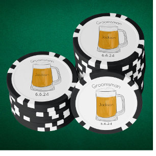 Personalised Groomsmen / Beer Pint Wedding Favour Poker Chips