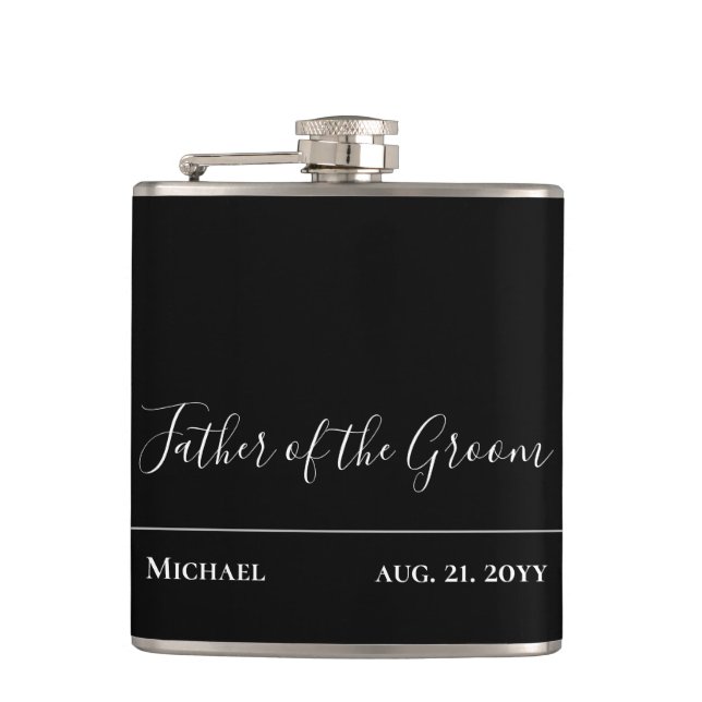 Personalised Groomsmen Father Bride Groom Bestman Hip Flask (Front)