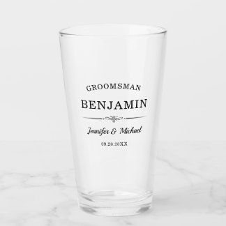 Personalised Groomsmen Gift Elegant Wedding Beer Glass
