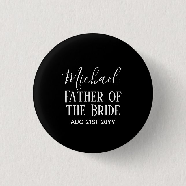 Personalised GROOMSMEN Gifts Black White Modern 3 Cm Round Badge (Front)