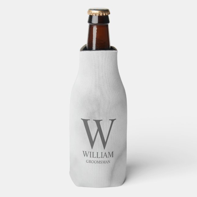 Personalised Groomsmen Monogram & Name Bottle Cooler (Bottle Front)