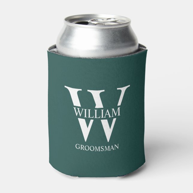 Personalised Groomsmen Monogram & Name Can Cooler (Can Front)