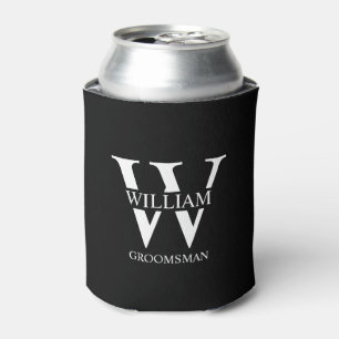 Personalised Groomsmen Monogram & Name Can Cooler