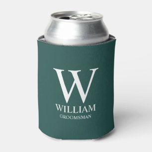 Personalised Groomsmen Monogram & Name Can Cooler